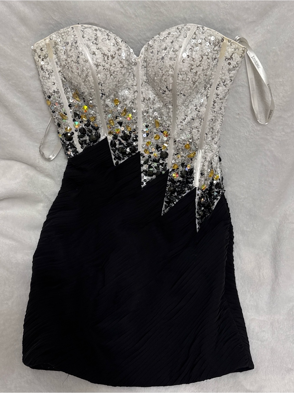 Strapless Sequin Bodice Black Cocktail Dress